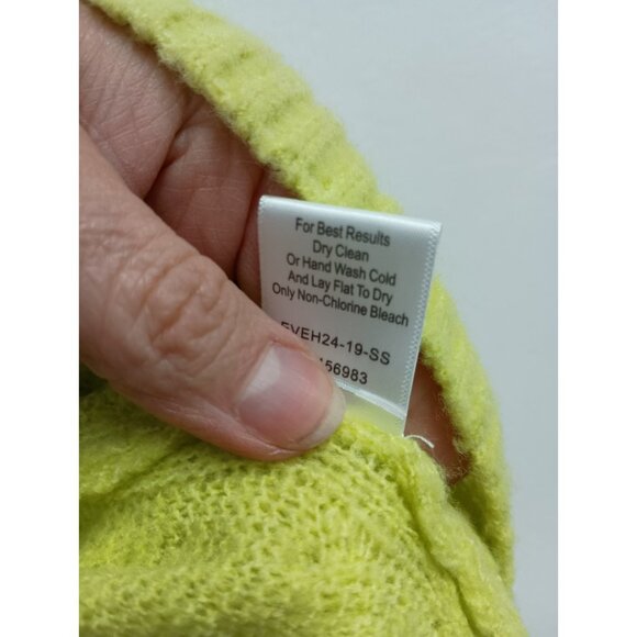 Evereve Womens Sweater Size XS Chartreuse Cable Knit Cozy Long Sleeve Pullover - Picture 10 of 13